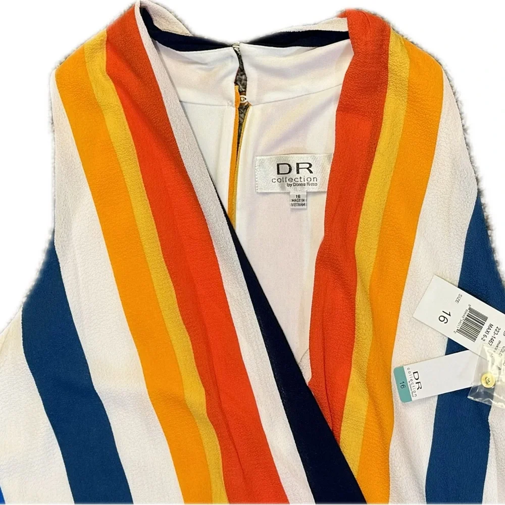 NWT Donna Ricco Orange Multi Maxi Wrap Dress - Picture 5 of 5